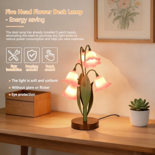 Flower Table Lamp for Bedroom, LED Cute Reading Light - Image 6
