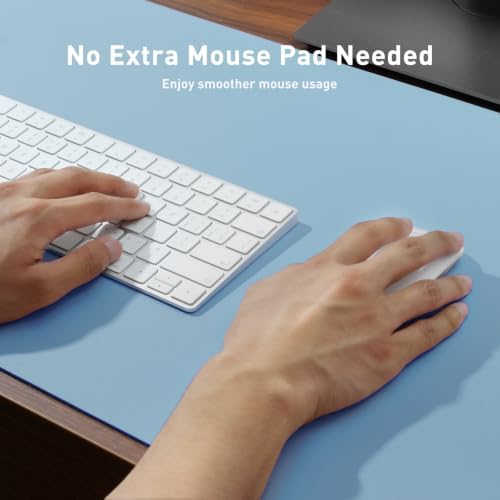 Aothia Faux Leather Desk Mat for Keyboard & Mouse (Sky Blue, 48" x 17") - Image 3