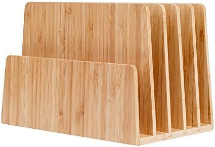 MobileVision Bamboo Desktop File Folder Organizer and Paper Tray, 5 Slots by MobileVision