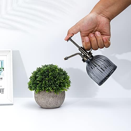 Glass Plant Mister Spray Bottle, Succulent Spray Bottle with Top Pump, Glass Plant Sprayer Mister Vintage Spritzer Small Watering Can for Indoor Outdoor Houseplant - Grey - Image 5