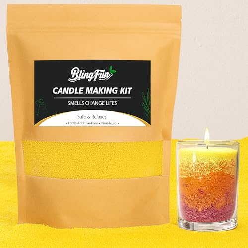 Snow Pearled Candles Sand-Refillable Sand Wax, DIY Candle Beads and Wicks, for Home Decor, Parties, Events-250g/9oz(Yellow) by Blingfun