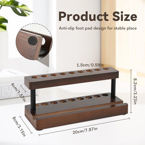 Wooden Pen Holder for Desk, Wood Pencil Holder Fountain Pens Display Stand with 9 Slots and Phone Holder, Stylish Office Desk Decor, Pen Organizer for Office, Home - Image 2