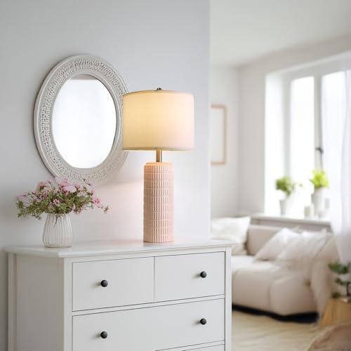 PoKat 27.5" Pink Ceramic Table Lamps for Girls Room Set of 2, Modern Bedroom Lamps, Bedside Lamps for Night Stands Living Room, Cute Lamps Pink Decor, Nightstands Desk Nursery - Image 4