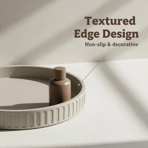 12in Decorative Tray for Coffee Table Tray Decor, Gray 100% Solid Concrete Decorative Round Tray for Kitchen, Living Room, Home Decor - Image 4