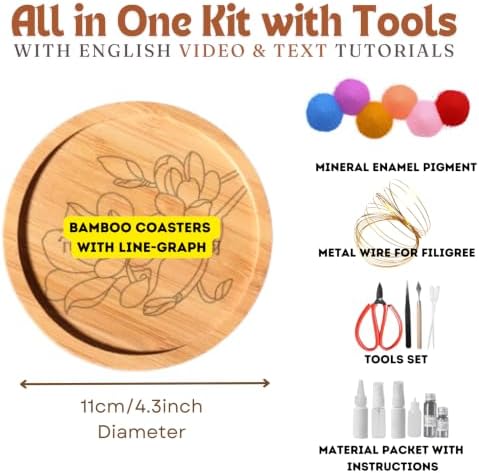 DIY Coaster Craft Kits, Cloisonne Filigree Enamel Art Painting Crafts Coasters Starter Kit, DIY Craft Coasters Supplies for Adults, Hobby for Adults Women Elderly, Handmade Home Decor Gifts - Image 2