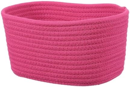 uxcell Small Woven Basket, 8.3x5.9x4.7 Inch Rectangular Rope Basket Decorative Gift Chest Box Cute Mini Woven Storage for Organizing Shelf Storage Bedroom Home Decor, Rose Pink by uxcell