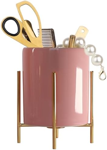 Ceramic Pen Holder Stand Cup Pencil Holder Organizer Makeup Brush Holders for Home Office Desk (Pink) by SIEBOLD