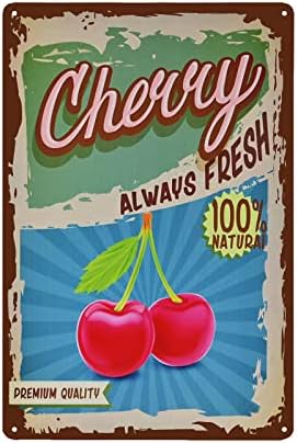 Vintage Cherry Tin Sign - Fruit Metal Sign - Retro Decorative Sign Wall Decor Home Decor by TREEPERI