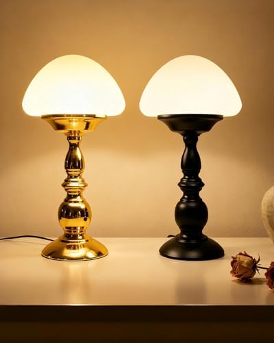 Lightdot Mushroom Lamp Set of 2(Gold & Black) Mid Century Modern Table Lamp by LightdotLighting