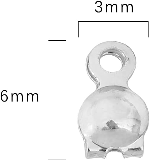 Platinum Plated End Caps Non Tarnish 3x6mm 200pcs for Jewelry Making Findings