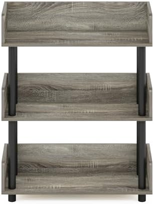 Furinno TURN-N-TUBE Display Shelf, 3-Tier Storage Shelves with Side Panels, Open Shelves Book Shelf with Rounded Corner Top Edges, for Organization and Storage, Living Room, Home Office, French Oak - Image 7