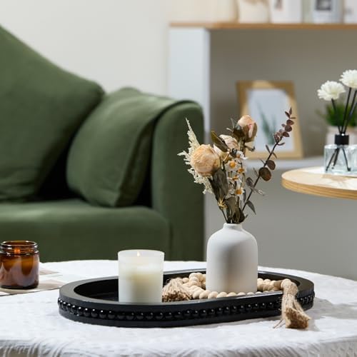 Decorative Oval Black Wood Tray for Coffee Table Home Decor - Image 7