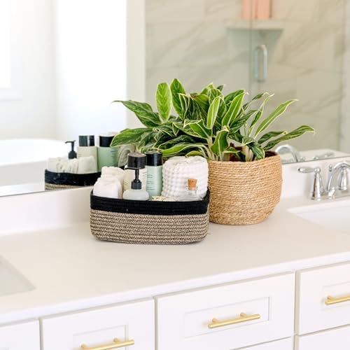 NaturalCozy 11.8"x8"x4.5” Rectangle Storage Baskets for Shelves 3 Pack | Cotton Rope Woven Small Baskets for Organizing | Small Storage Bins for Nursery, Bathroom, Closet, Shelf, Decorative, Gift - Image 5