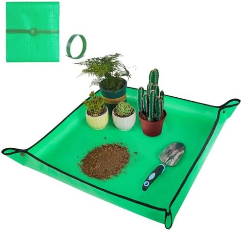 HNXTYAOB Repotting Mat for Indoor Plant Transplanting and Mess Control 27"x 27" Thickened Waterproof Potting Tray Foldable Succulent Potting Mat Portable Gardening Mat Garden Gifts for Women & Men by HNXTYAOB