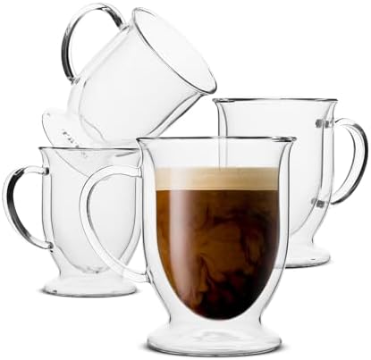 BTaT- Double Walled Glass Coffee Mugs, 16 oz, Set of 4, Glass Coffee Cups with Handle, Insulated Clear Coffee Mug for Hot and Cold Beverages, Cappuccino, Latte, Tea, Americano, Microwave Safe - Image 6