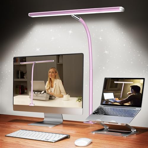 Airlonv LED Desk Lamp with Clamp, 17" Stepless Dimming Light (Pink) by Airlonv
