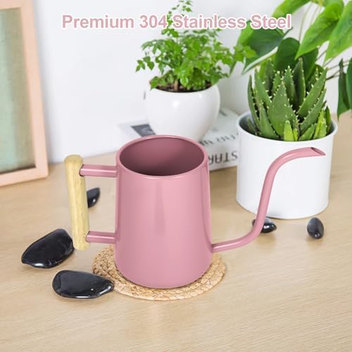Watering Can Indoor Plants, 35 oz/1000 ml Metal Stainless Steel Watering Can Pot with Long Spout for Indoor House Plants Bonsai Outdoor Garden Flower Decorative (Pink) - Image 4