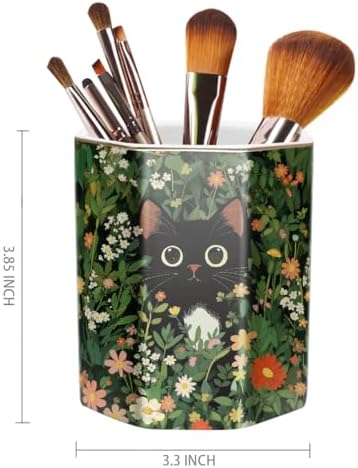 Pen Holder, Pencil Cup for Desk, Cute Desk Organizer, Durable Ceramic Decorative Makeup Brush Desktop Accessories, Stylish Stationery for Office, Home, Cute Cat Pattern - Image 2