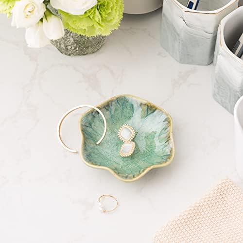Mecaikru Ceramic Ring Dish, Flower Jewelry Tray with Kiln Glaze Finish - Image 4