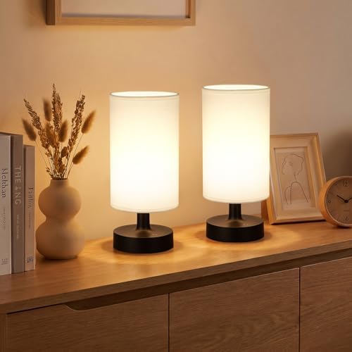 Kakanuo Cordless Table Lamp Rechargeable Small - 2 Pack White Black, 4000mAh Battery Operated Lamp with Touch Control Stepless Dimming, Wireless Lamp for Bedside, Nightstand, Bedroom, Living Room by KakanuoLightings