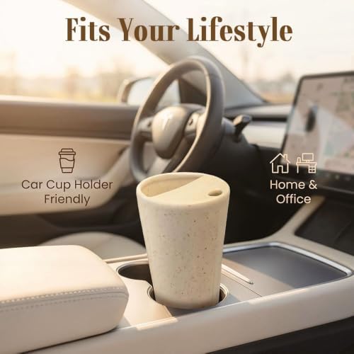 Handmade Ceramic Coffee Mug with Half Lid and Sip Hole, 18oz Tall Travel Coffee Tea Cup with Silicone Sleeve, Pure Ceramic Drinking Tumbler for Home, Office and Daily Commute, Speckle white - Image 6
