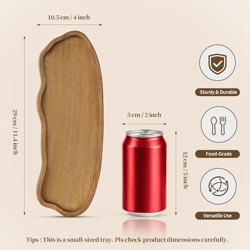 Small Wooden Tray | Acacia Wood Tray for Vanity, Bathroom Counter, Coffee Table & Toilet | Perfect for Jewelry, Remote, Perfumes & Catch All | Mini Charcuterie Board Serving Platter (Cloud Shape) - Image 2