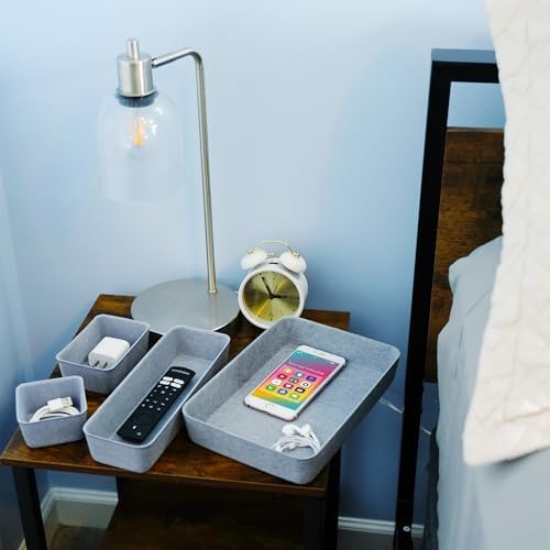 Welaxy Minimalist 8pc Felt Desk Drawer Organizer Glacier Gray Bins - Image 4