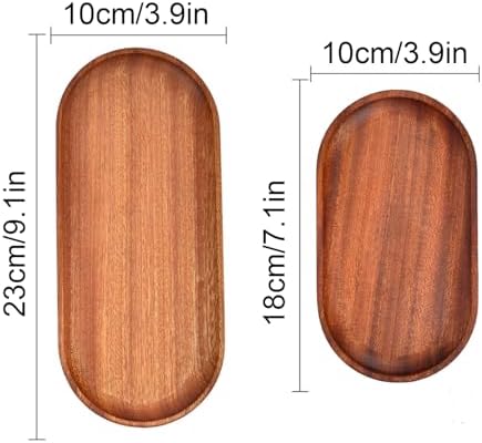 6 Pack Solid Wood Serving Platters and Trays of Natural Wood with Edge,Rectangular Avoid Sliding and Spilling Food (Walnut Trays x 6Pack) - Image 3