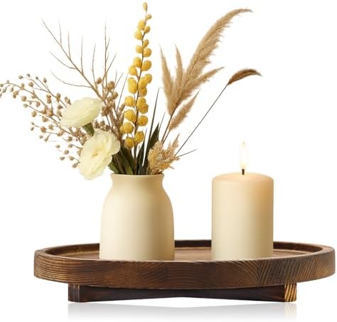12“ Large Round Wooden Tray for Bathroom Counter Kitchen Decor Lazy Susan by Renawe