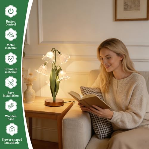 Flower Table Lamp for Bedroom, LED Cute Reading Light - Image 2