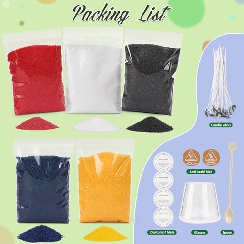 Blingfun Snow Pearled Candle with Wicks,5 Colors of DIY Candle Sand kit,with Mixing Cup, Spoond etc.Refillable for Making Pearled Wax for Halloween Thanksgiving Christmas Wedding Party-1.3LB - Image 2