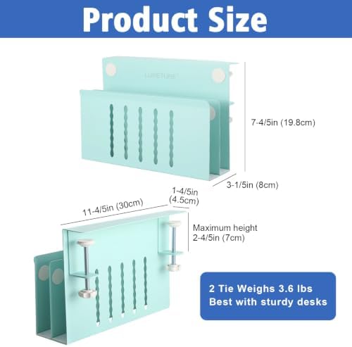 LUKETURE Desk Side Storage, 2 Tie Laptop Holder No Drill Clamp On Organizer - Image 4