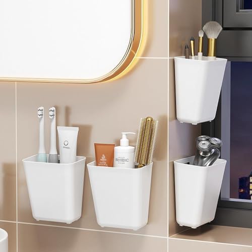 4 Piece Kitchen Cabinet Door Storage Box,Self Adhesive Wall Mounted Storage Box,Wardrobe/Bathroom/Refrigerator Small Items Organizer - Image 2