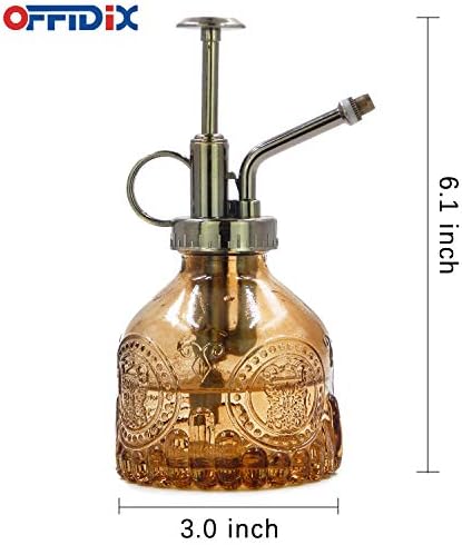 OFFIDIX Glass Watering Spray Bottle,Plant Mister Watering can Indoor with Bronze Plastic Top Pump,One Hand Glass Small Watering Can for Outdoor Indoor Garden,Cleaning Solutions and Home Decora(Brown) - Image 2