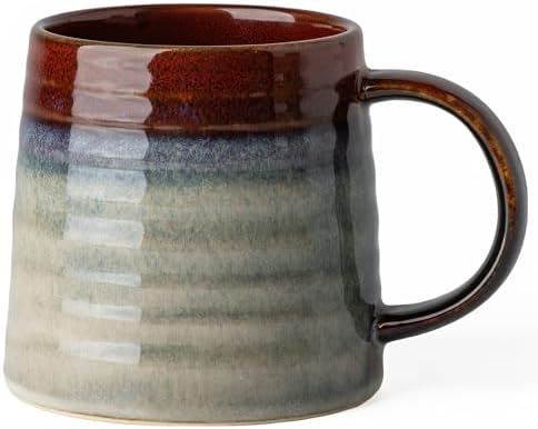 15.5oz Large Heavyweight Ceramic Mug, Reactive Gl (Black-Red) by TaoTaojarvieCeramics