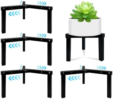 4 Pcs Three Legs Adjustable Metal Plant Stand for 5"-10" Plant Pot – Indoor & Outdoor (Black, 4 Pack) - Image 3