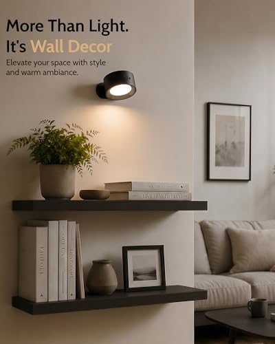 Rechargeable Wall Sconces with Remote, Magnetic Wall Lights, Black - Image 2