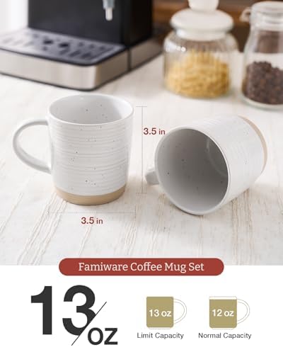 famiware Coffee Mugs Set of 4, 13 oz Mug Set, Ceramic Cup Set with Handle - Image 3