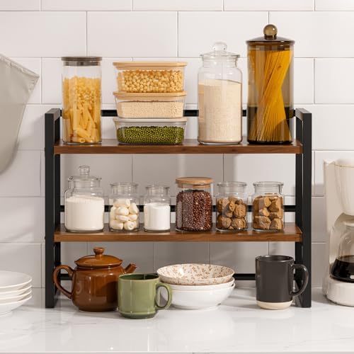 Wooden Desk Shelf Organizer - 2 Tier Desktop Bookshelf Storage Rack, Brown - Image 2
