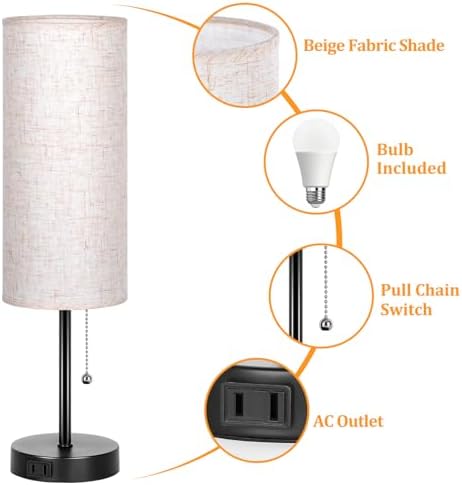 Dott Arts 18" Table Lamp for Bedroom, 3-Color Bedside Lamps with Pull Chain - Image 4