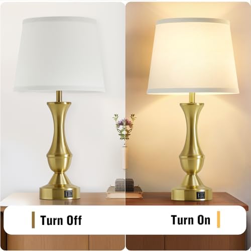 Luvkczc 22" Gold Table Lamps Set of 2 - Modern Luxury Bedside Lamps - Image 3