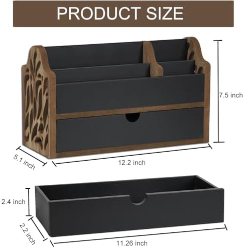 Desk Organizer with Drawer Wood File Office Mail Organizer Countertop - Image 7