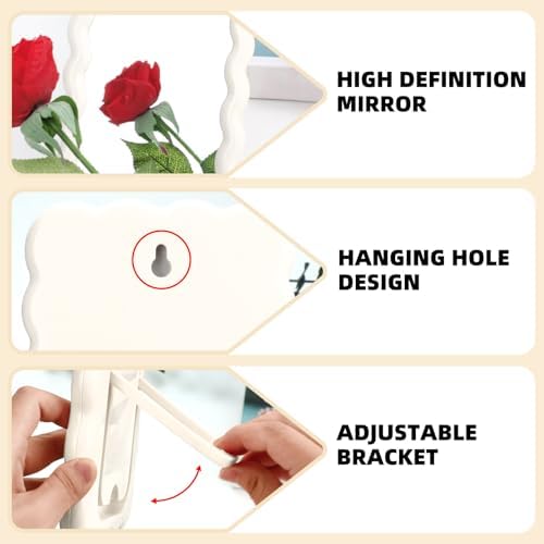 Wave Table Desk Vanity Makeup Mirror Small Make Up Office Mirror White - Image 5