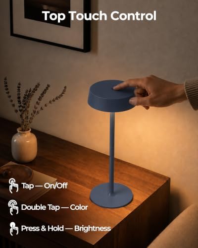 EZVALO Cordless Ambient Lighting, Rechargeable Table Lamp, Battery Operated - Image 6