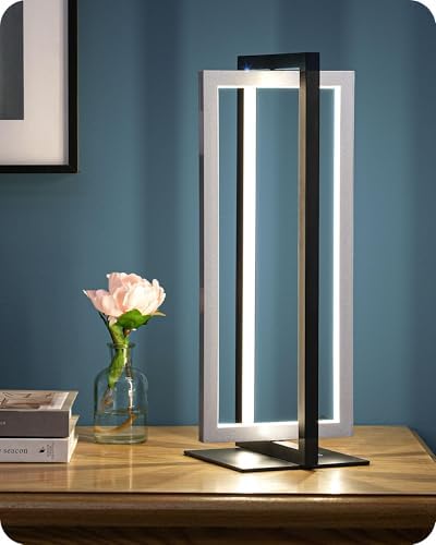 EDISHINE Modern LED Table Lamps, 750LM Dimmable Nightstand Lamp, Silver by EDISHINE
