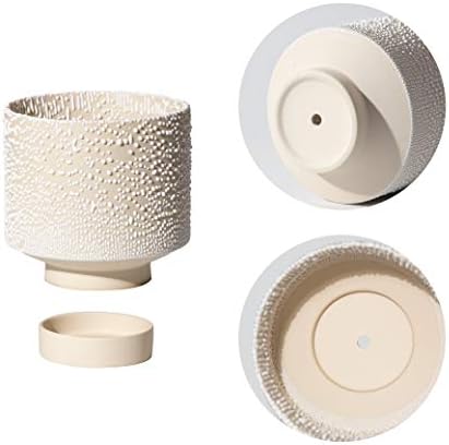 UBEE Planter Ceramic Flower Pot for Indoor Plants | 5.5 inch + 4.9 inch Plant Pots with Drainage Hole and Saucer for Aloe, Snake Plants, Pothos, Orchid, Beige with White Glaze Dot - Image 5