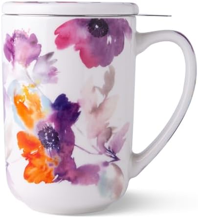 AmorArc Tea Cup With Infuser and Lid, 18oz Loose Leaf Tea Mug With Steeper by AmorArc