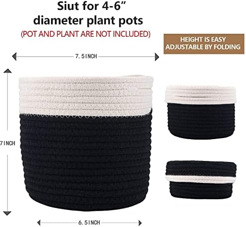 6.5 inch Planter Baskets for Indoor Planters Black&White - Image 3