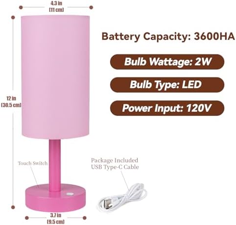 LALISU Cordless Table Lamp, 3 Color Portable Battery Lamp Wood Base Touch - Image 7