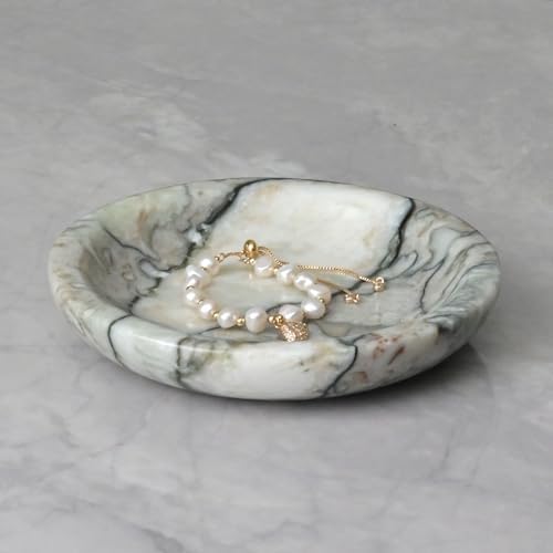 Natural Cold Emerald Marble Ring Dish Jewelry Tray – 5.5" Trinket Dish by ZSHAWN